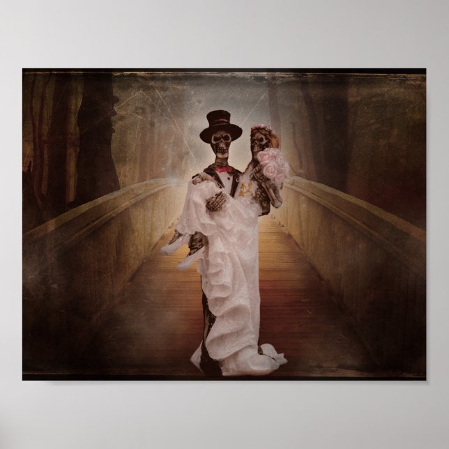 esqueleto de novia y novio arte poster (Frente)