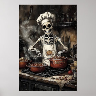 Esqueleto en impresión de cocina, cocina victorian