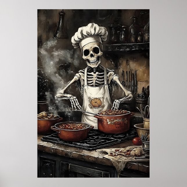 Esqueleto en impresión de cocina, cocina victorian (Frente)