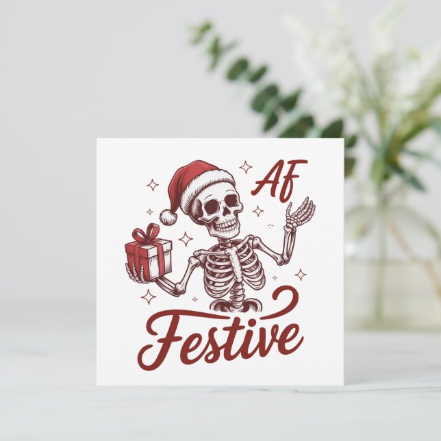 Esqueleto Festivo Snarky Navidad Sarcástico  (Anverso de pie)