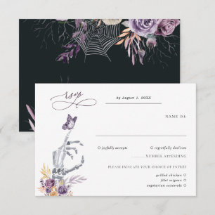 Esqueleto floral   RSVP de boda de Halloween