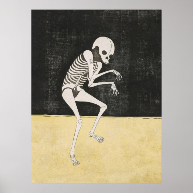 Esqueleto japonés Impresión de arte oscuro Ukiyo-e (Frente)