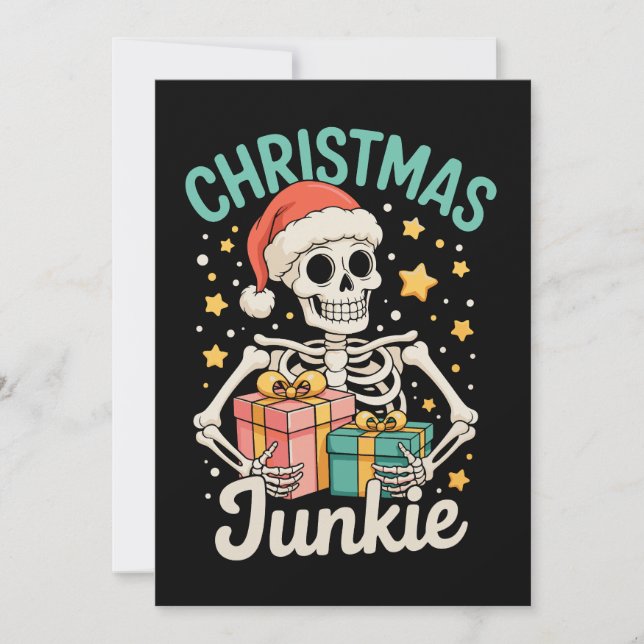 Esqueleto Junkie de Navidad Divertido Fiesta de Na (Anverso)