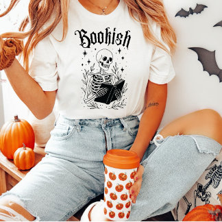 Esqueleto libresco camiseta gótica de Halloween de