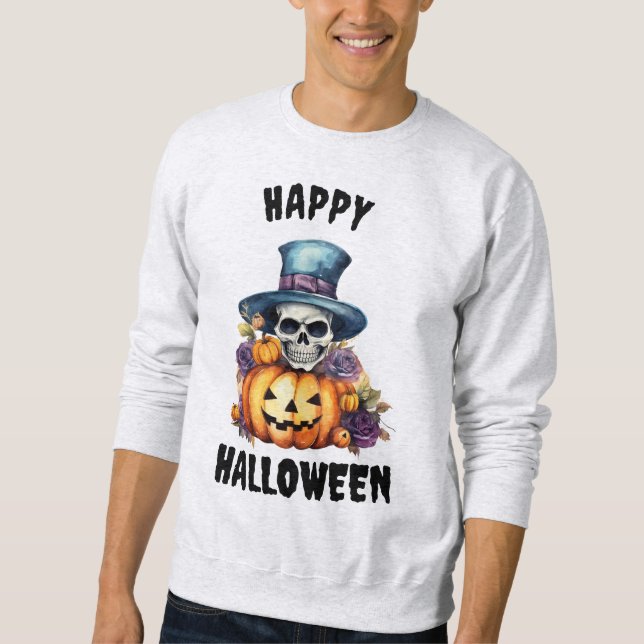 Esqueleto masculino y sudadera de la calabaza Hall (Anverso)