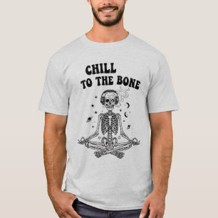Esqueleto Meditando con Auriculares en Camiseta Es