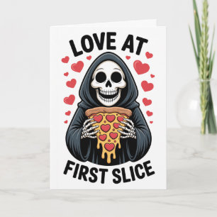 Esqueleto Parca Pizza Amor Tarjeta del Día de San 