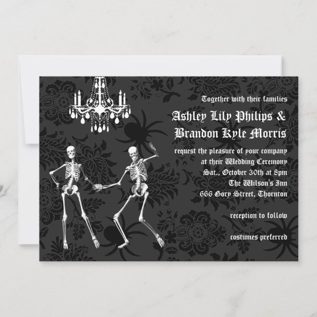 Esqueletos atractivos que casan la invitación (Anverso)