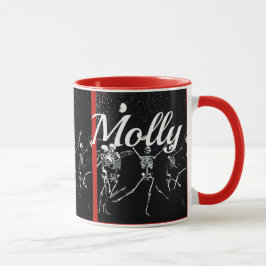 Esqueletos bailarines en la taza de luna