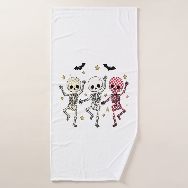Esqueletos bailarines lindos de Halloween (Toalla de baño)