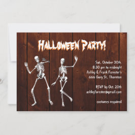 Esqueletos bailarines sobre la invitación a Hallow