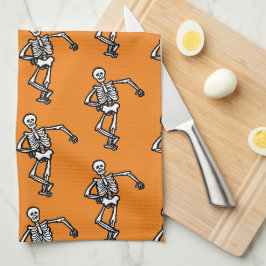 Esqueletos danzantes toalla de cocina de Halloween