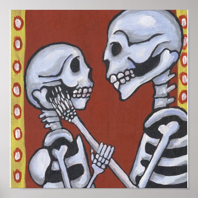 Esqueletos de Dia de los Muertos en la impresión d (Frente)