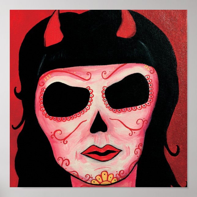 Esqueletos de Dia de los Muertos Impresión Satanás (Frente)