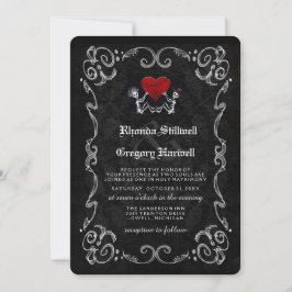 Esqueletos de Halloween de la boda y invitación