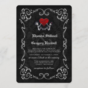 Esqueletos de Halloween de la boda y invitación
