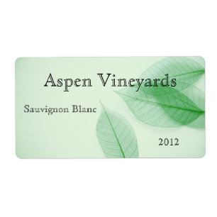 Esqueletos de hojas en etiqueta de vino horizontal