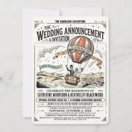 Esqueletos en invitación de boda en globo aerostát
