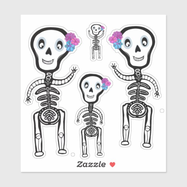 Esqueletos felices del Pegatina de vinilo de corte (Hoja)