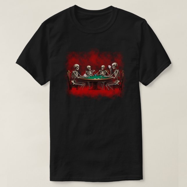 Esqueletos jugando camiseta de póquer (Diseño del anverso)