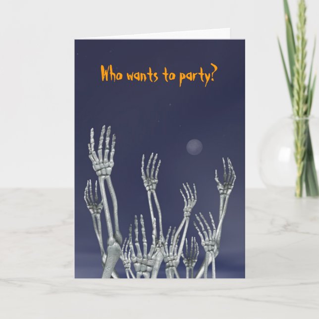 Esqueletos - Tarjeta de saludo de Halloween (Anverso)