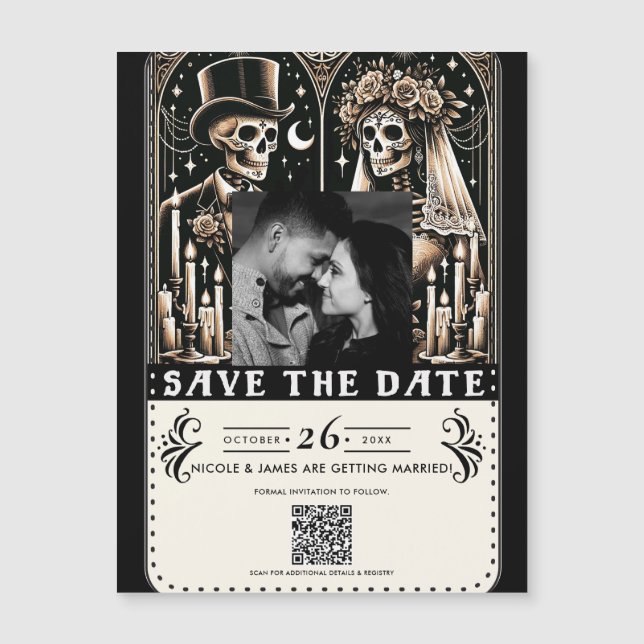 Esqueletos Tarot Novia Novio Boda  Guardar la Fech (Anverso)
