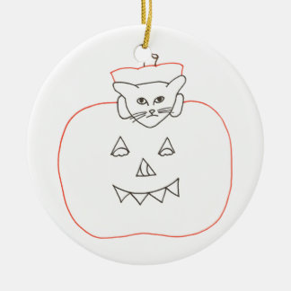 Esquema del gato de dibujo en los adornos de Hallo