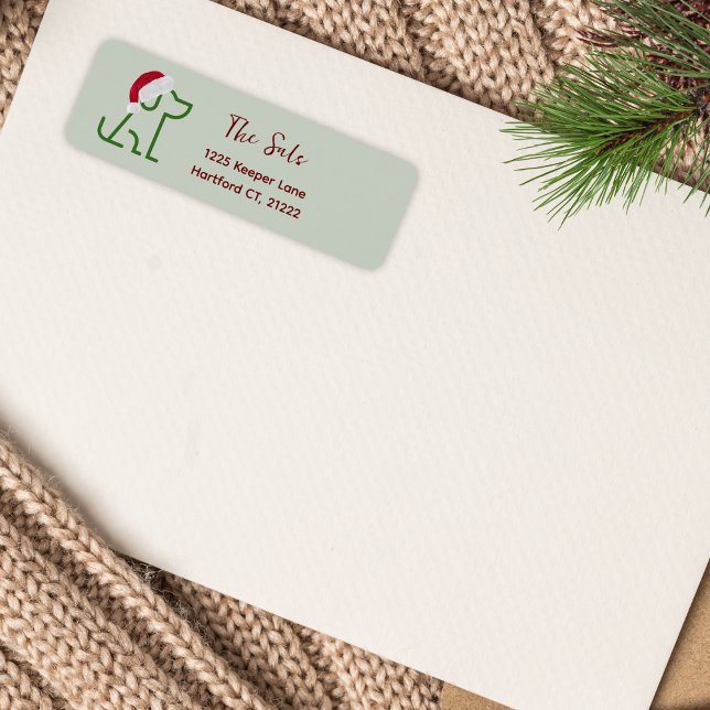 Esquema verde de perro con etiqueta de dirección d (Your holiday cards are sent with these custom address labels. Adds a festive personal touch.)