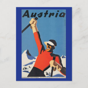 Esquí de época en la postal austriaca