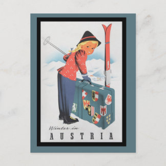 Esquí de época en la postal austriaca