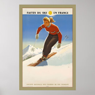 Esquí en Francia Póster Vintage de Esquí - Impresi