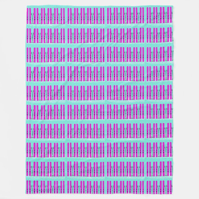 Esquí púrpura brillante sobre manta azul (Anverso)