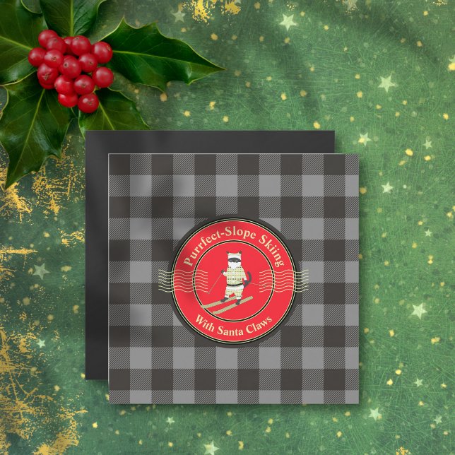 Esquí Purrfect-Slope con Santa Claws Tarjeta Magné (Purrfect-Slope Skiing with Santa Claws Magnet Card)