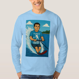 Esquiador acuático con una camiseta de raquetbol