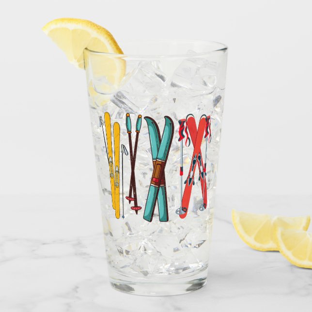 Esquiador divertido y colorido (Anverso (hielo))