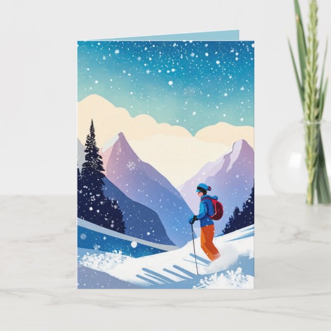 Esquiador navidad En Montaña (Anverso)