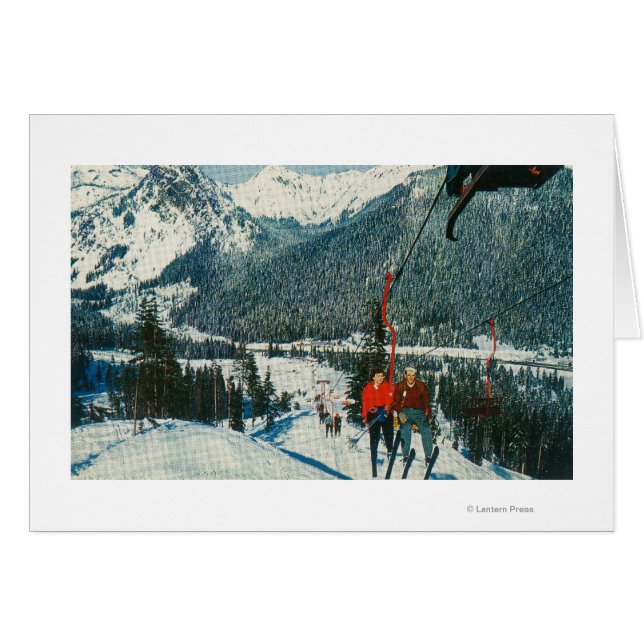 Esquiadores en el Pase de Snoqualmie de la Preside (Anverso (Horizontal))