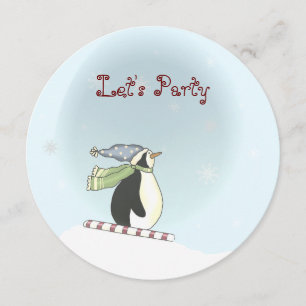 Esquiando la invitación de fiesta de pingüino
