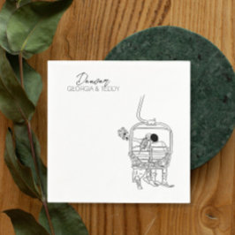 Esquiando la servilleta de cocteles de la Boda de 