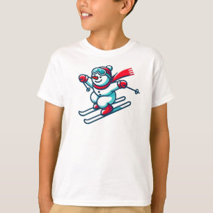 Esquiando Navidades Snowman diseñan camiseta