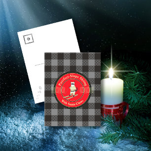 Esquiar en pendiente perfecta con postal de Santa 