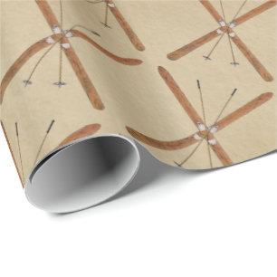 Esquíes De Campo En Papel Antiguo