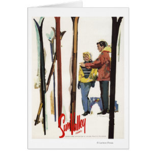 Esquíes de pie en nieve por Poster de pareja
