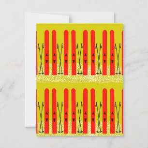 Esquíes rojos con tarjeta amarilla