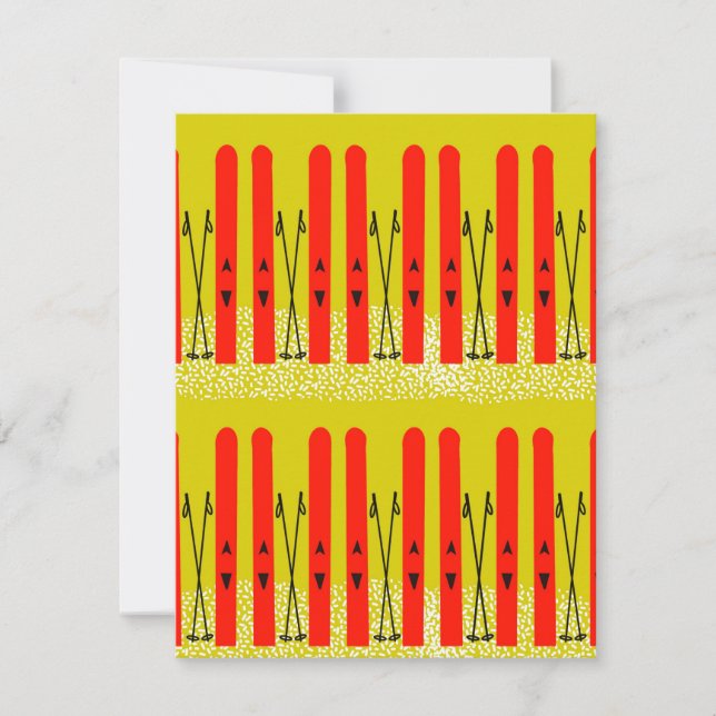 Esquíes rojos con tarjeta amarilla (Anverso)