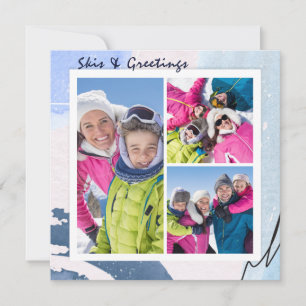 Esquíes y saludos Navidades Invierno moderno 3 Fot