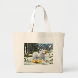 Esquimal americano en la bolsa de asas nevosa del