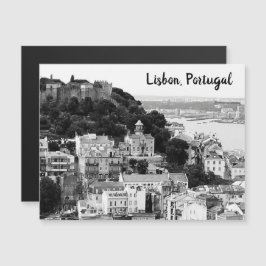 Esquina blanca y negra de Lisboa Portugal Postcar