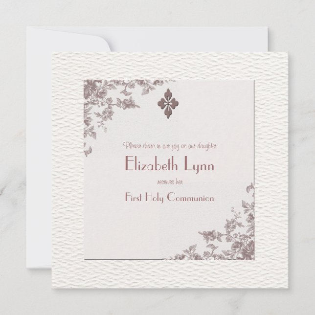 Esquina de Rosa antiguo Invitación religiosa (Anverso)