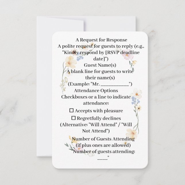 Esquina redondeada Tarjeta RSPV Watercolorido Flor (Anverso)